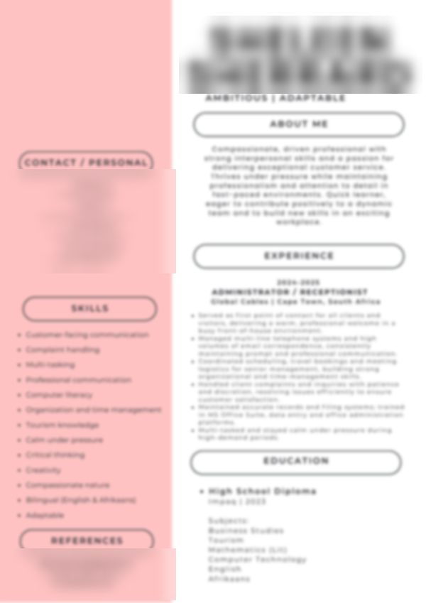Clean & classic CV design by Creative Junkie, personal details hidden