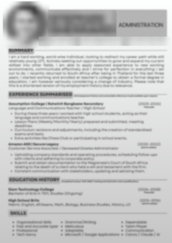Minimal CV design by Creative Junkie, personal details hidden